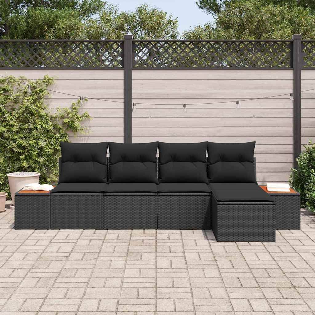 Garden Sofa Set 5 pcs Black 184 x 62 x 85 cm Poly rattan