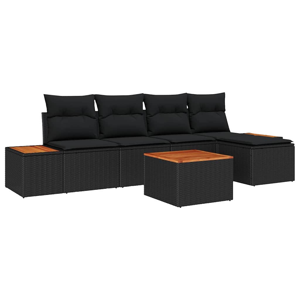 Garden Sofa Set 6 pcs Black 184 x 62 x 85 cm Poly rattan