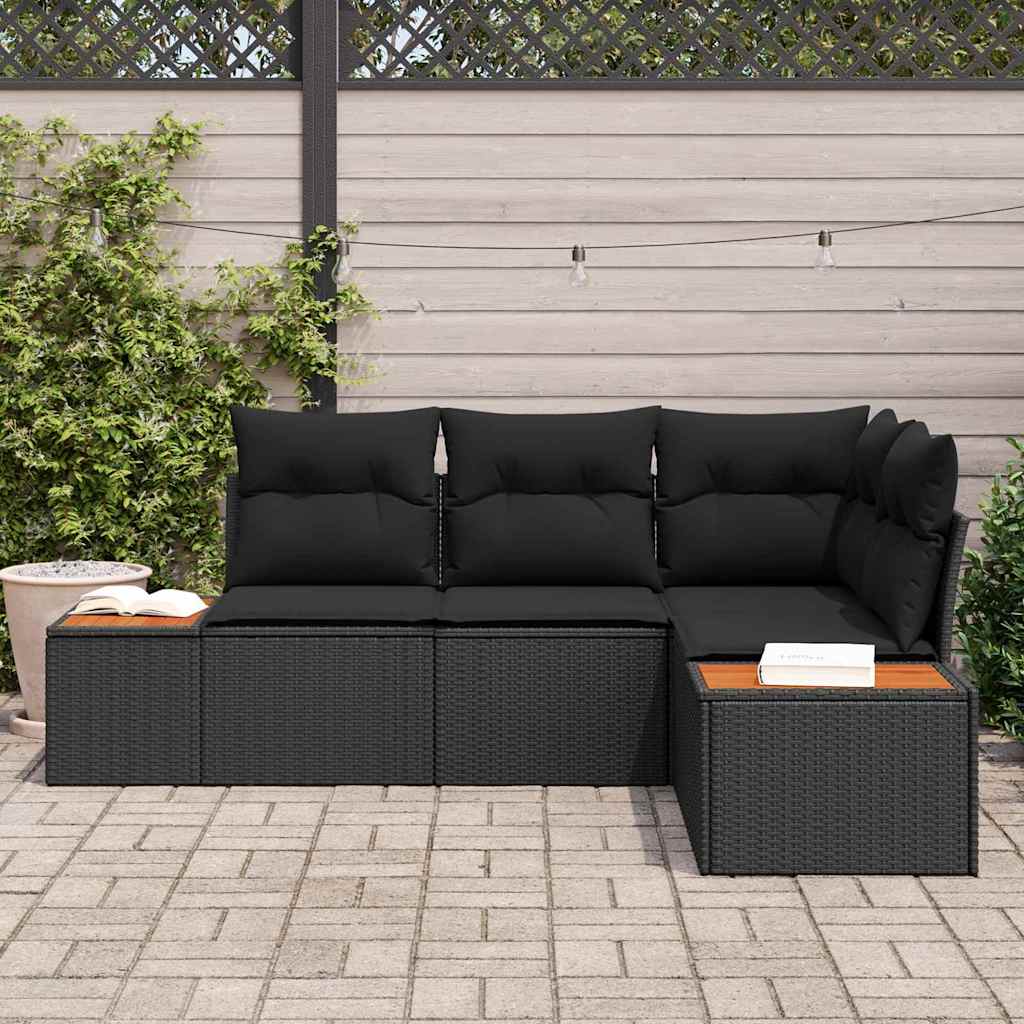 Garden Sofa Set 4 pcs Black 209 x 154 x 85 cm Poly rattan