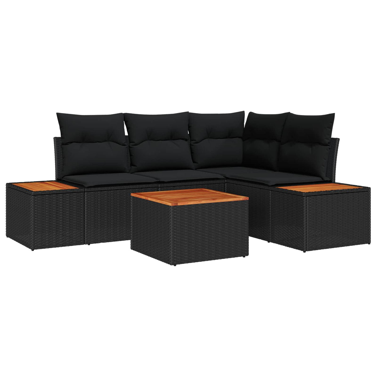 Garden Sofa Set with Cushion 4 pcs Black Poly Rattan