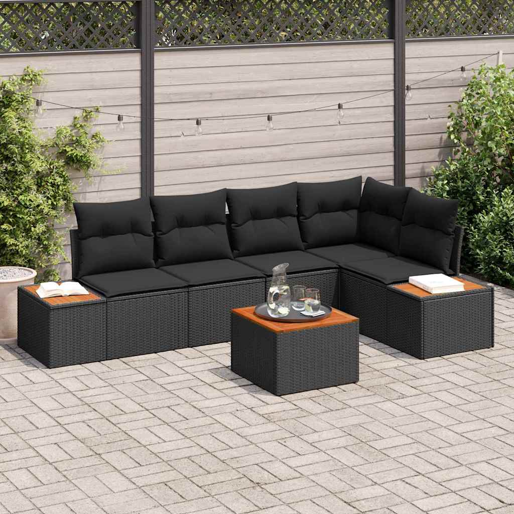 Garden Sofa Set 6 pcs Black 264 x 154 x 85 cm Poly rattan