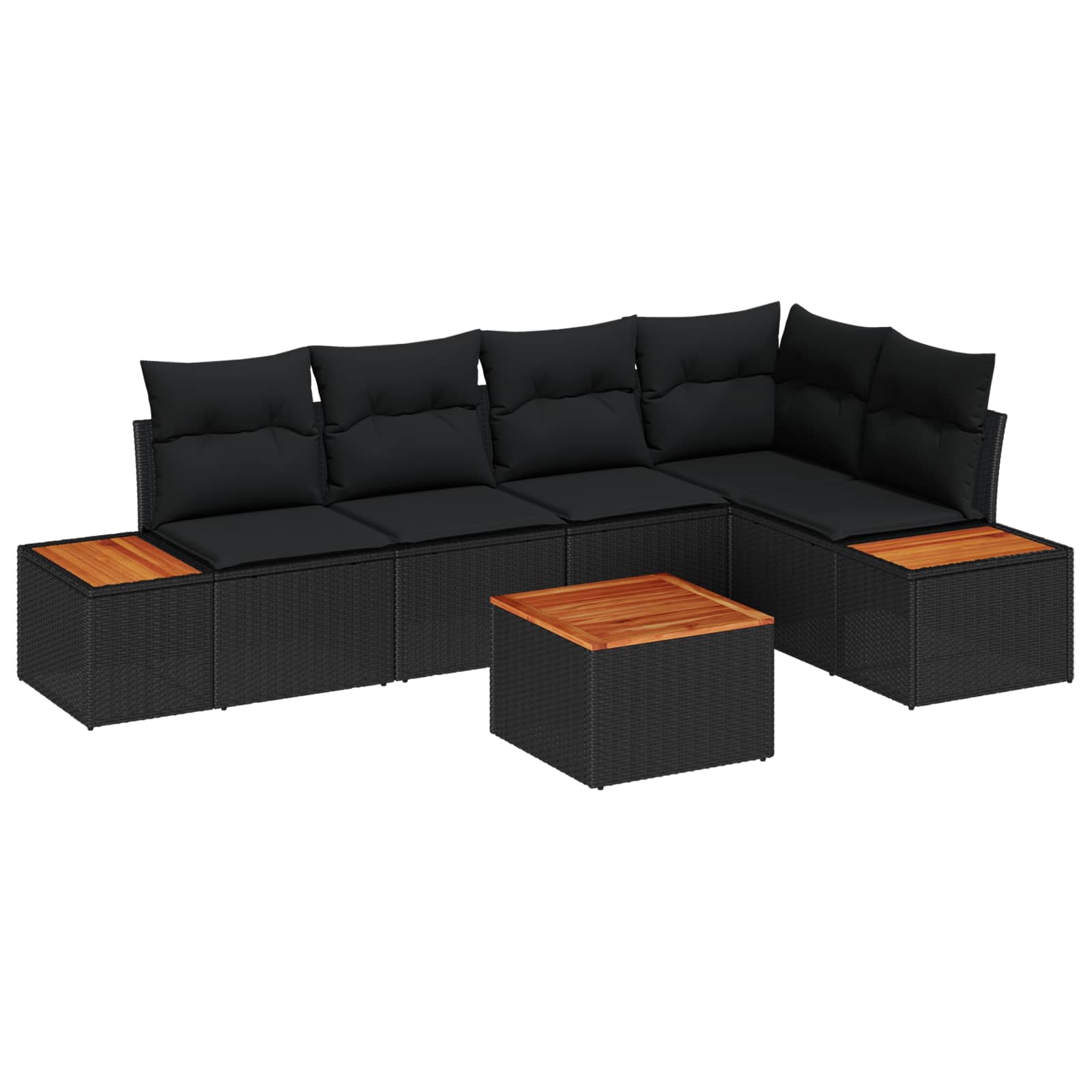 Garden Sofa Set with Cushion 6 pcs Black Poly rattan