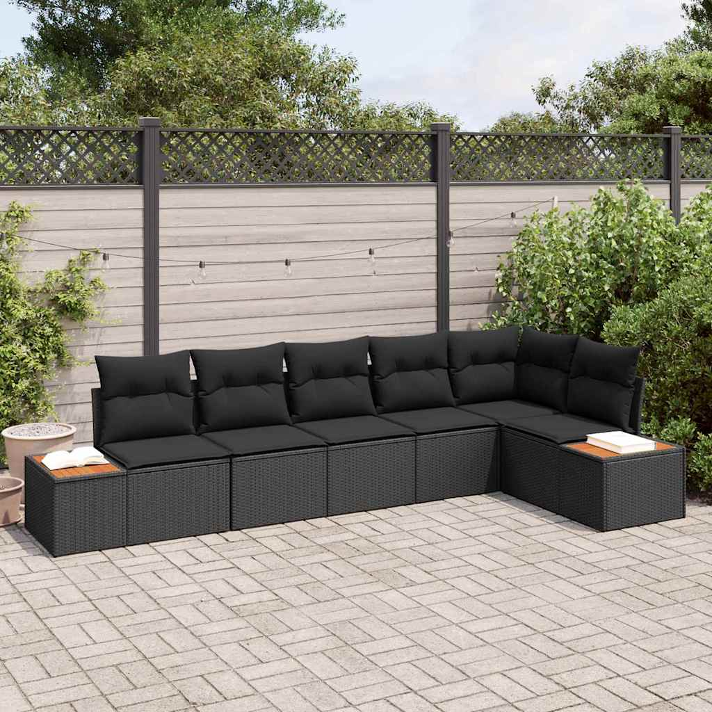Garden Sofa Set 6 pcs Black 319 x 154 x 85 cm Poly rattan