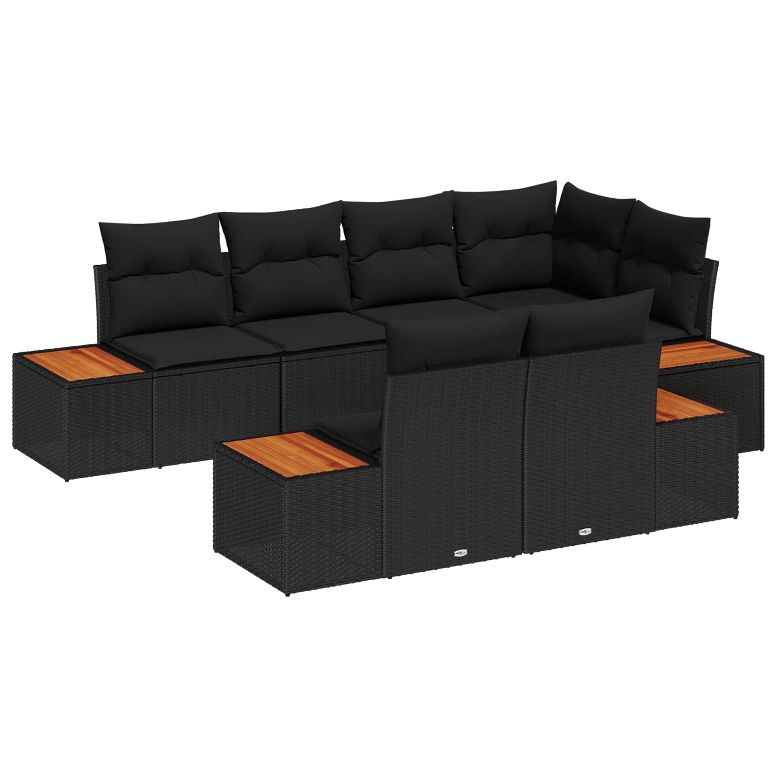 Garden Sofa Set with Cushion 7 pcs Black Poly Rattan