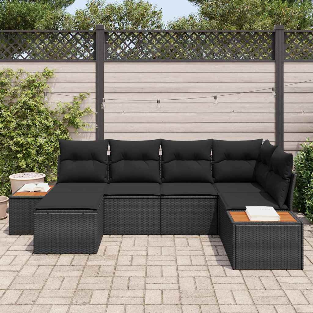Garden Sofa Set 6 pcs Black 264 x 154 x 85 cm Poly rattan