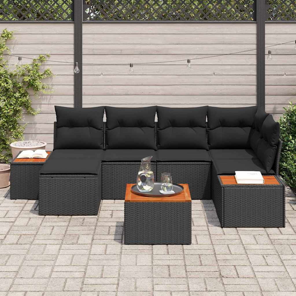 Garden Sofa Set 7 pcs Black 264 x 154 x 85 cm Poly rattan