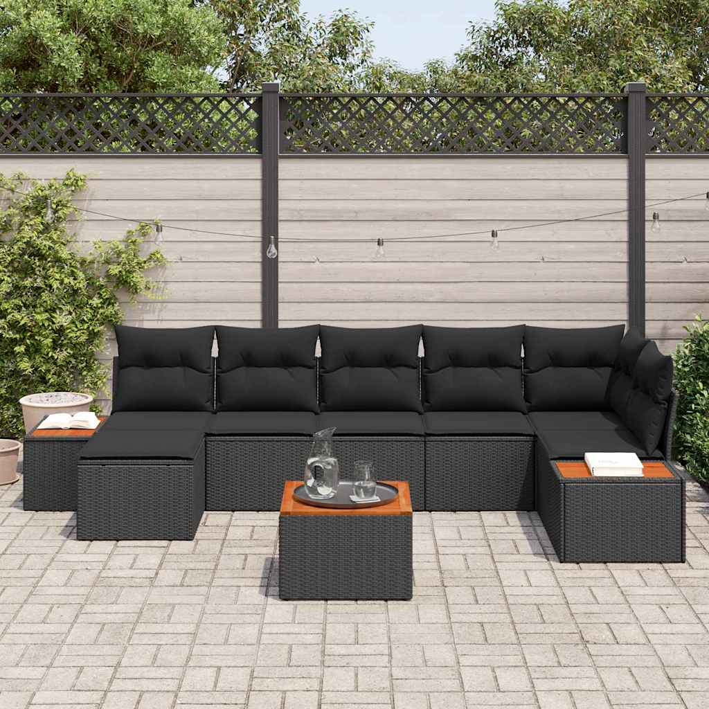 Garden Sofa Set 8 pcs Black 319 x 154 x 85 cm Poly rattan