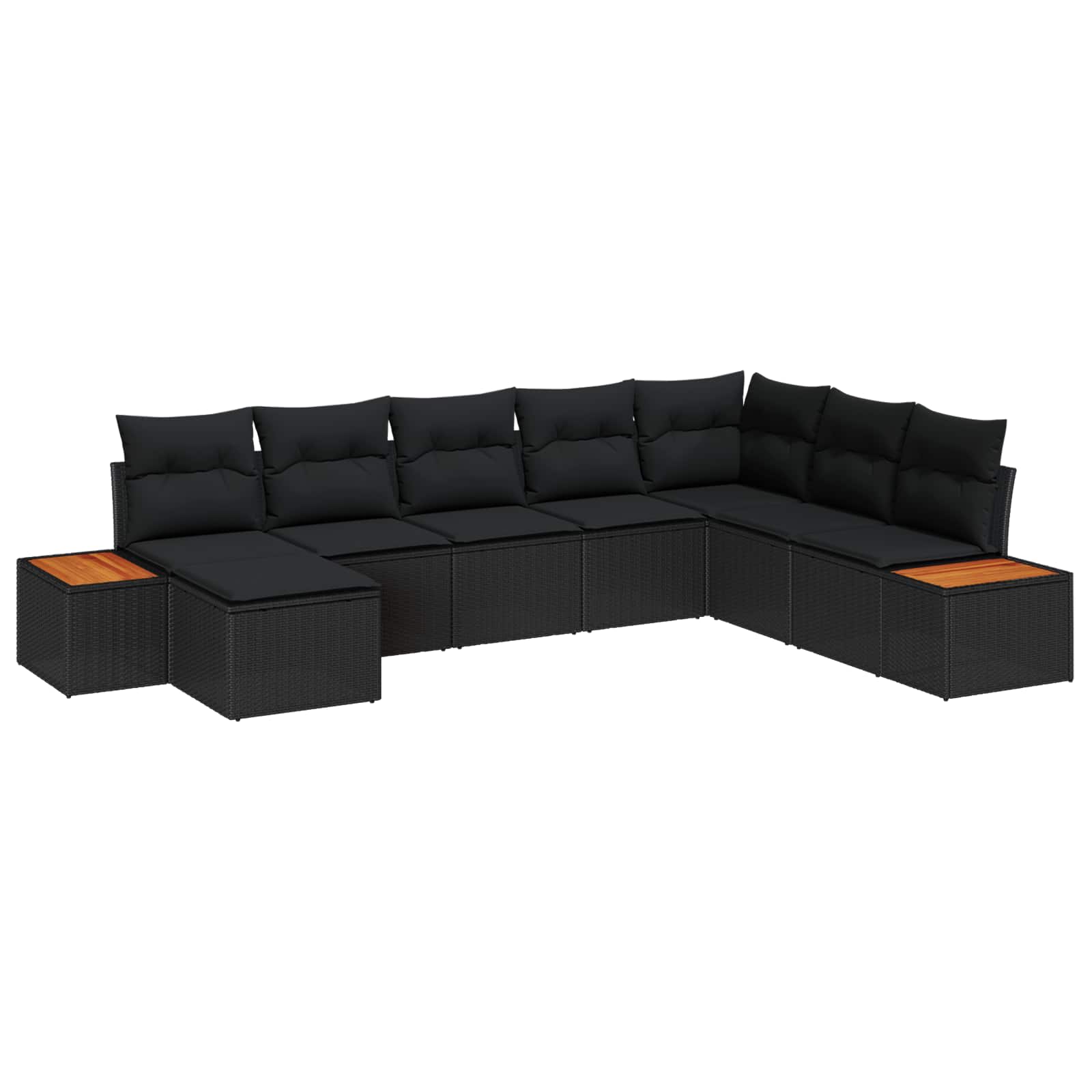 Garden Sofa Set with Cushion 8 pcs Black Poly Rattan