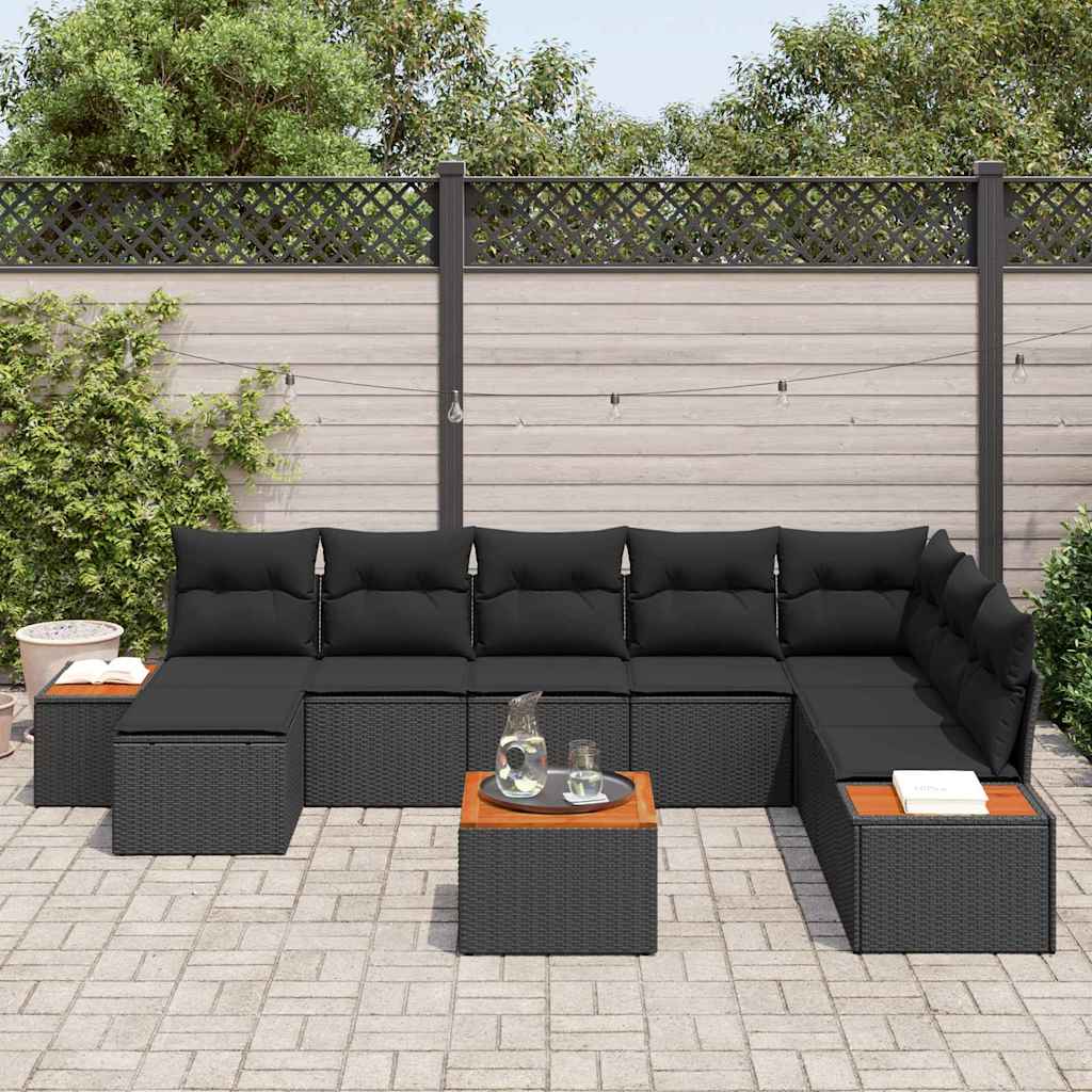 Garden Sofa Set 9 pcs Black 319 x 209 x 85 cm Poly rattan