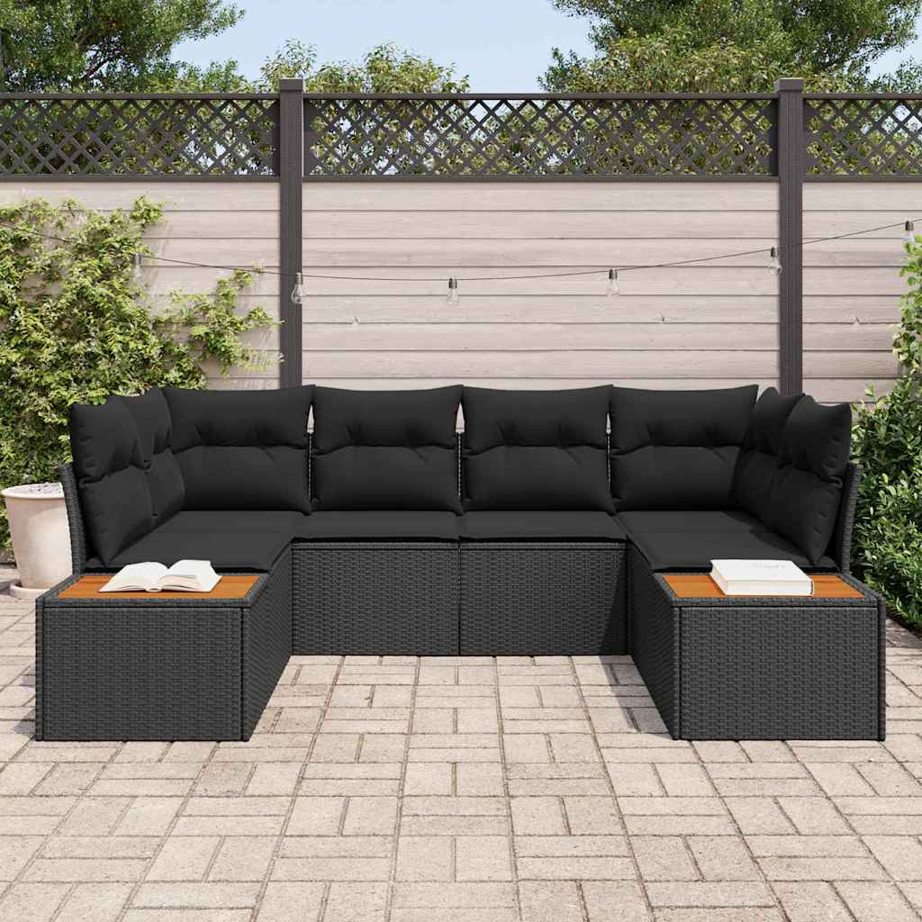 Garden Sofa Set 6 pcs Black 234 x 154 x 85 cm Poly rattan