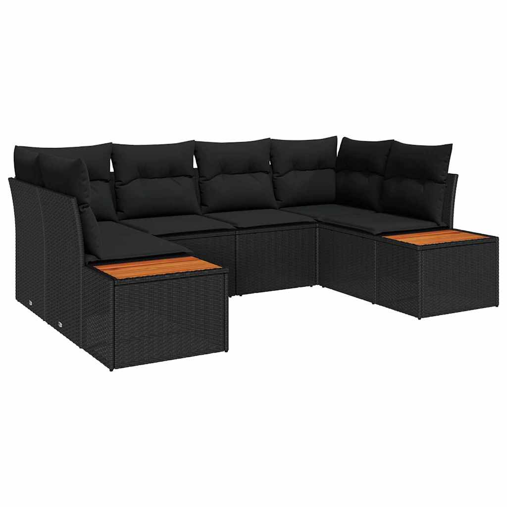 Garden Sofa Set with Cushion 6 pcs Black Poly rattan