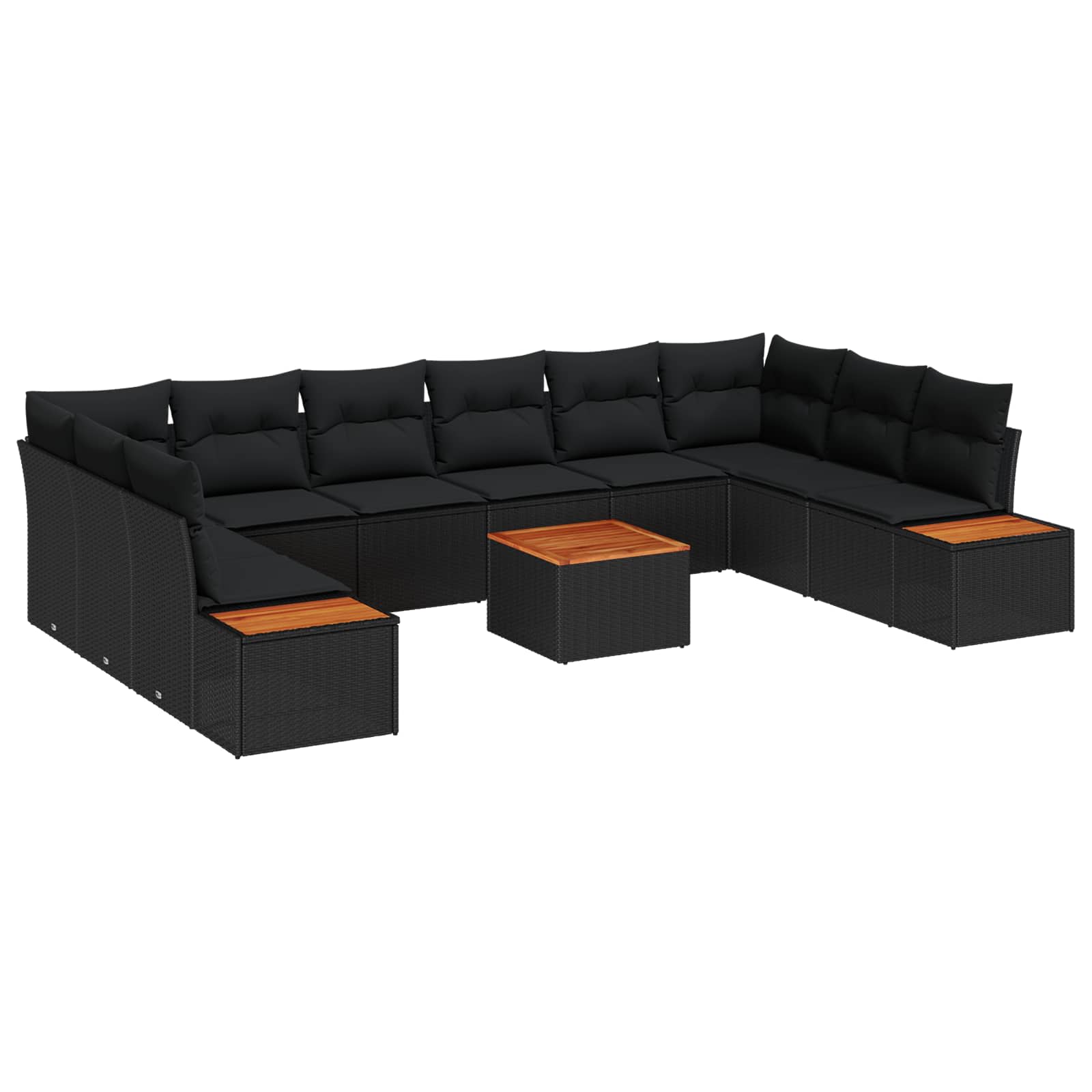 Garden Sofa Set with Cushion 10 pcs Black Poly Rattan