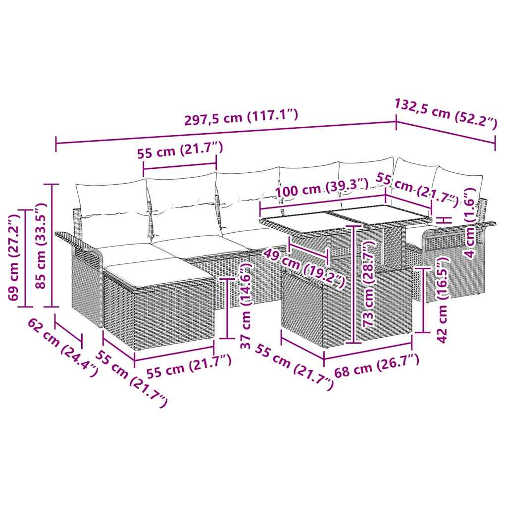 Garden Sofa Set with Cushion 8 pcs Grey Poly rattan