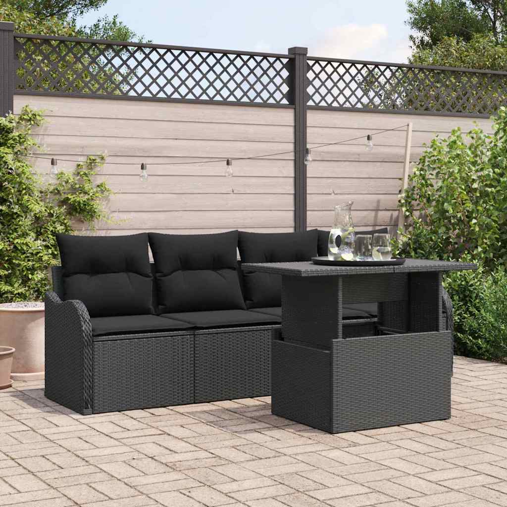 Garden Sofa Set Manual 5 pcs Black 100 x 55 x 73 cm Poly rattan