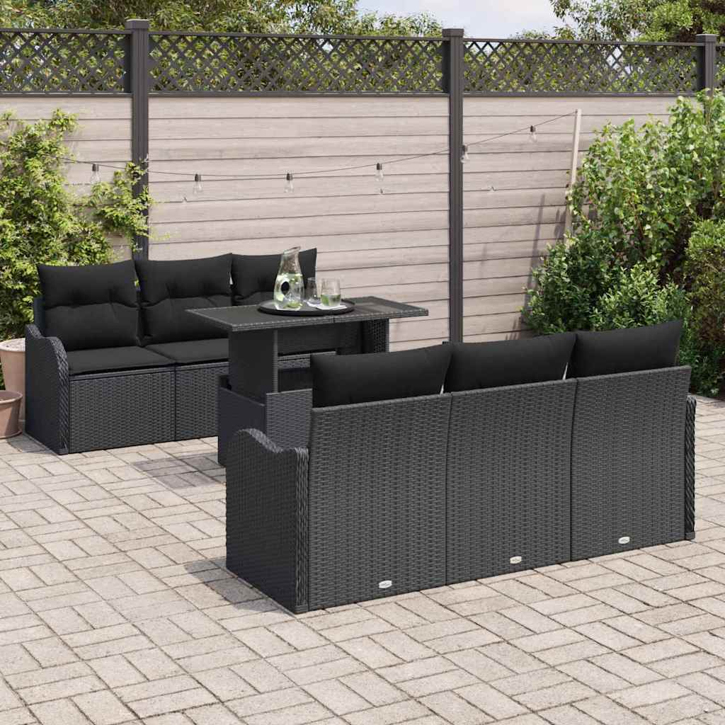 Garden Sofa Set Manual 7 pcs Black 100 x 55 x 73 cm Poly rattan