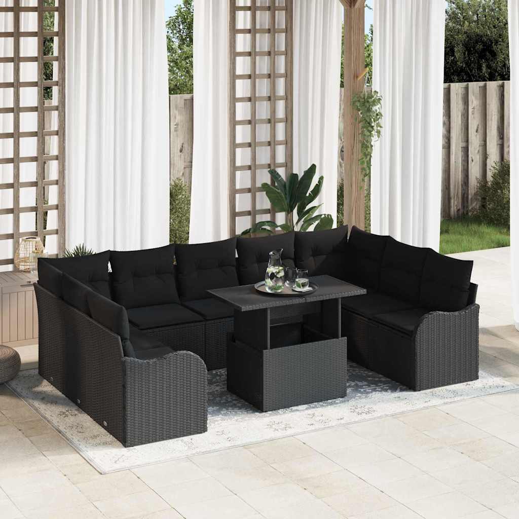Garden Sofa Set 10 pcs Black 100 x 55 x 73 cm Poly rattan