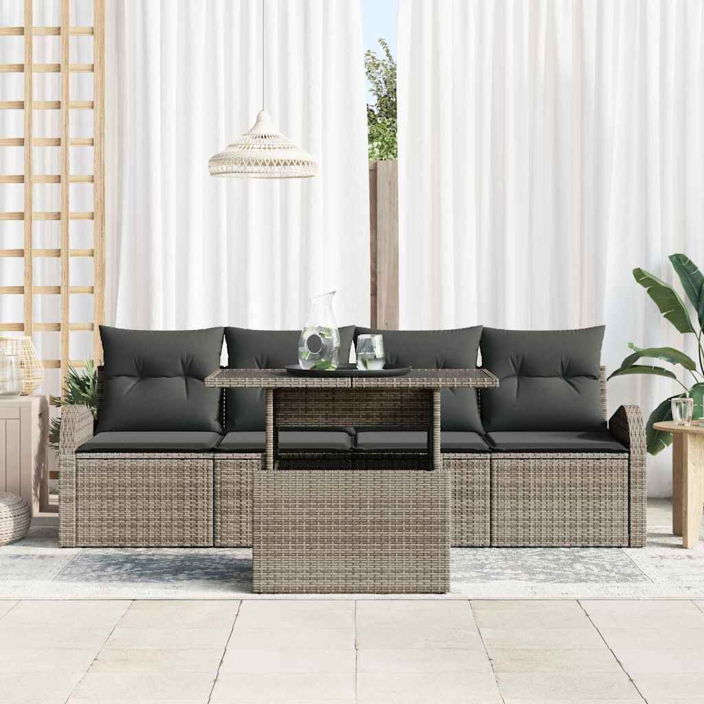 Garden Sofa Set Manual 5 pcs Grey 100 x 55 x 73 cm Poly rattan