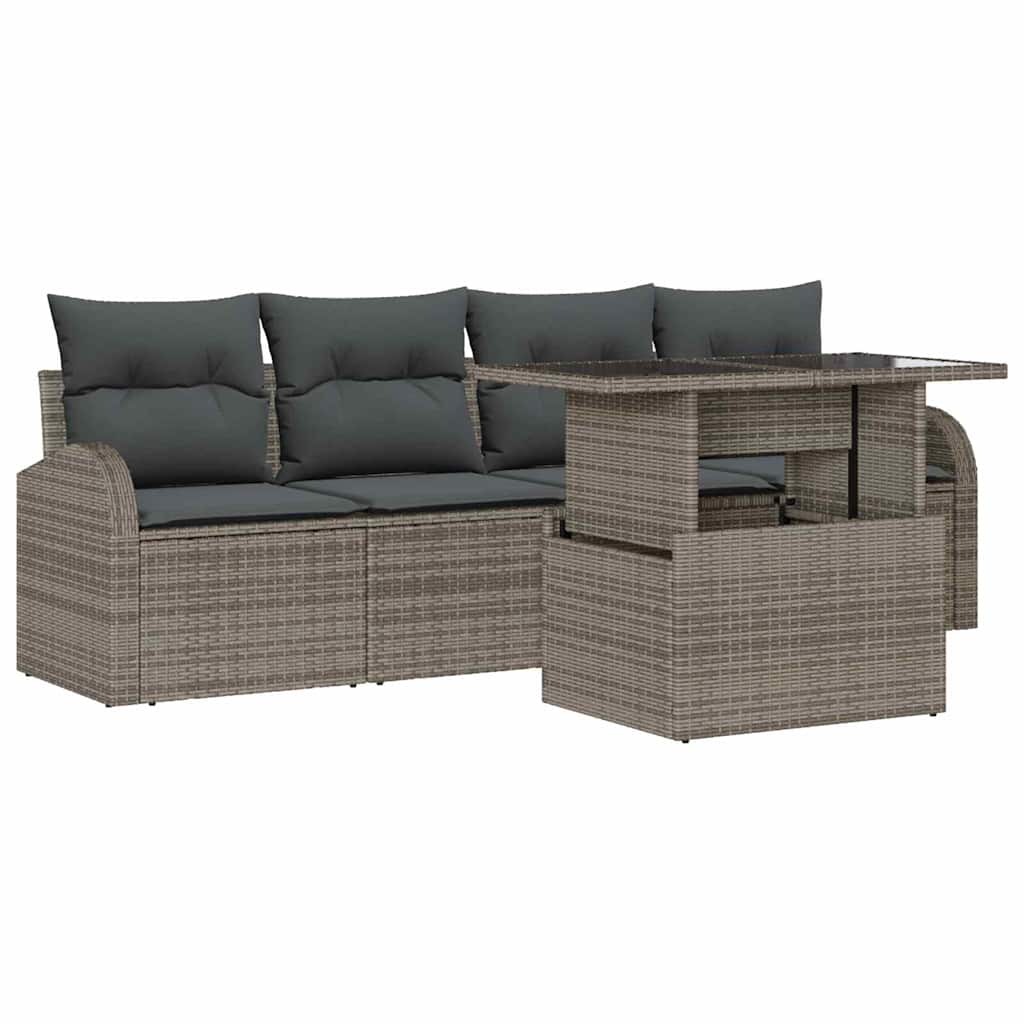 Garden Sofa Set Manual 5 pcs Grey 100 x 55 x 73 cm Poly rattan