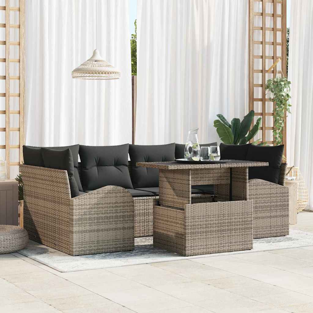 Garden Sofa Set Manual 7 pcs Grey 100 x 55 x 73 cm Poly rattan