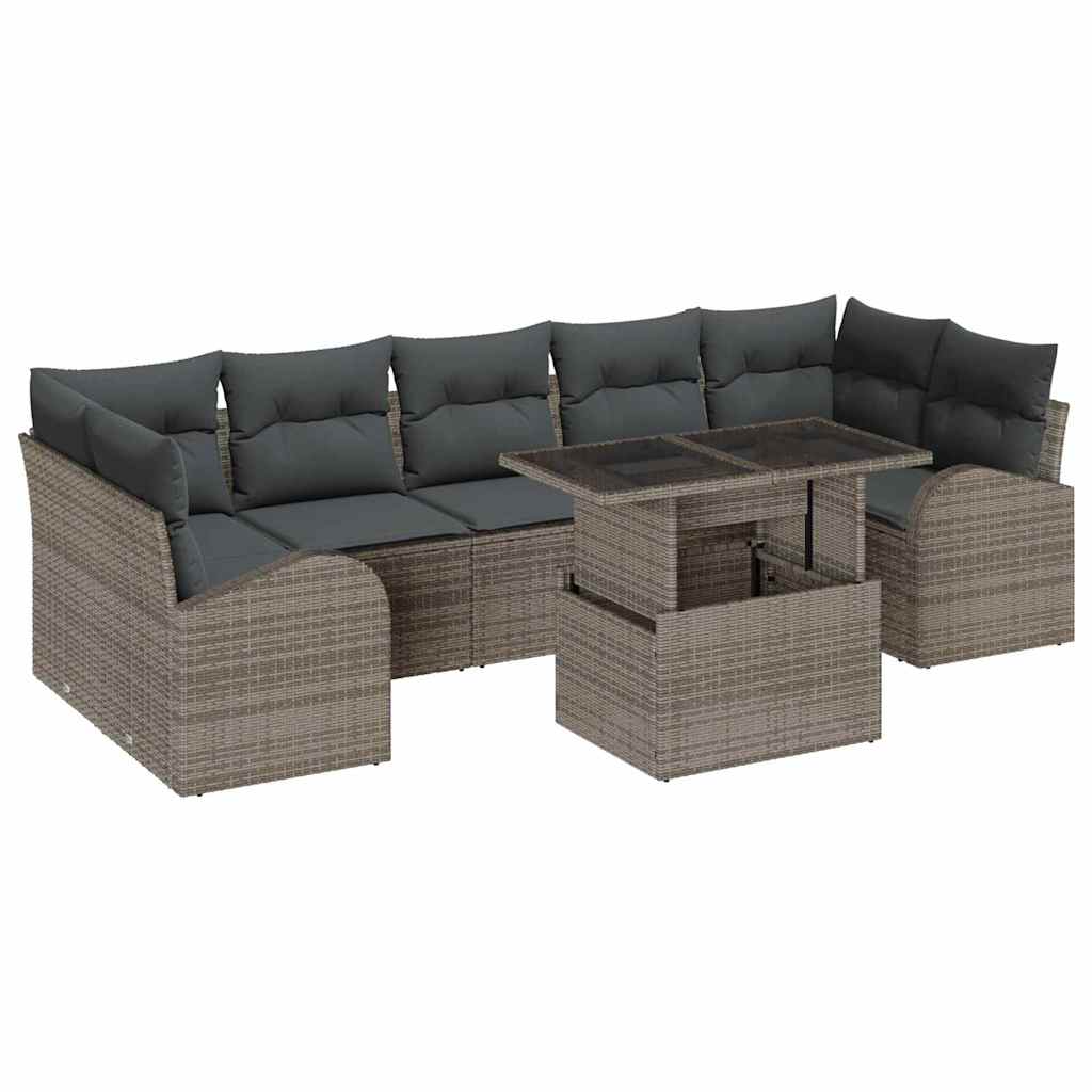 Garden Sofa Set Manual 8 pcs Grey 100 x 55 x 73 cm Poly rattan