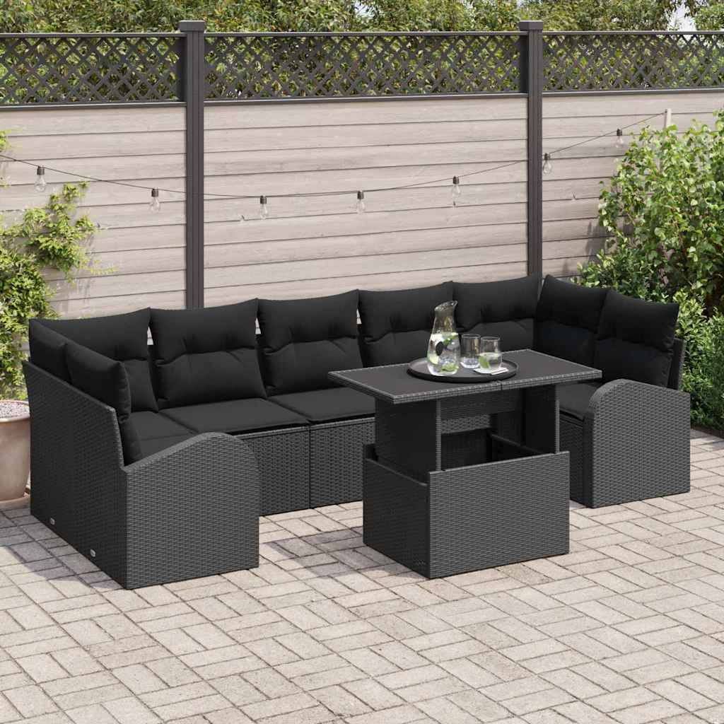 Garden Sofa Set Manual 8 pcs Black 100 x 55 x 73 cm Poly rattan