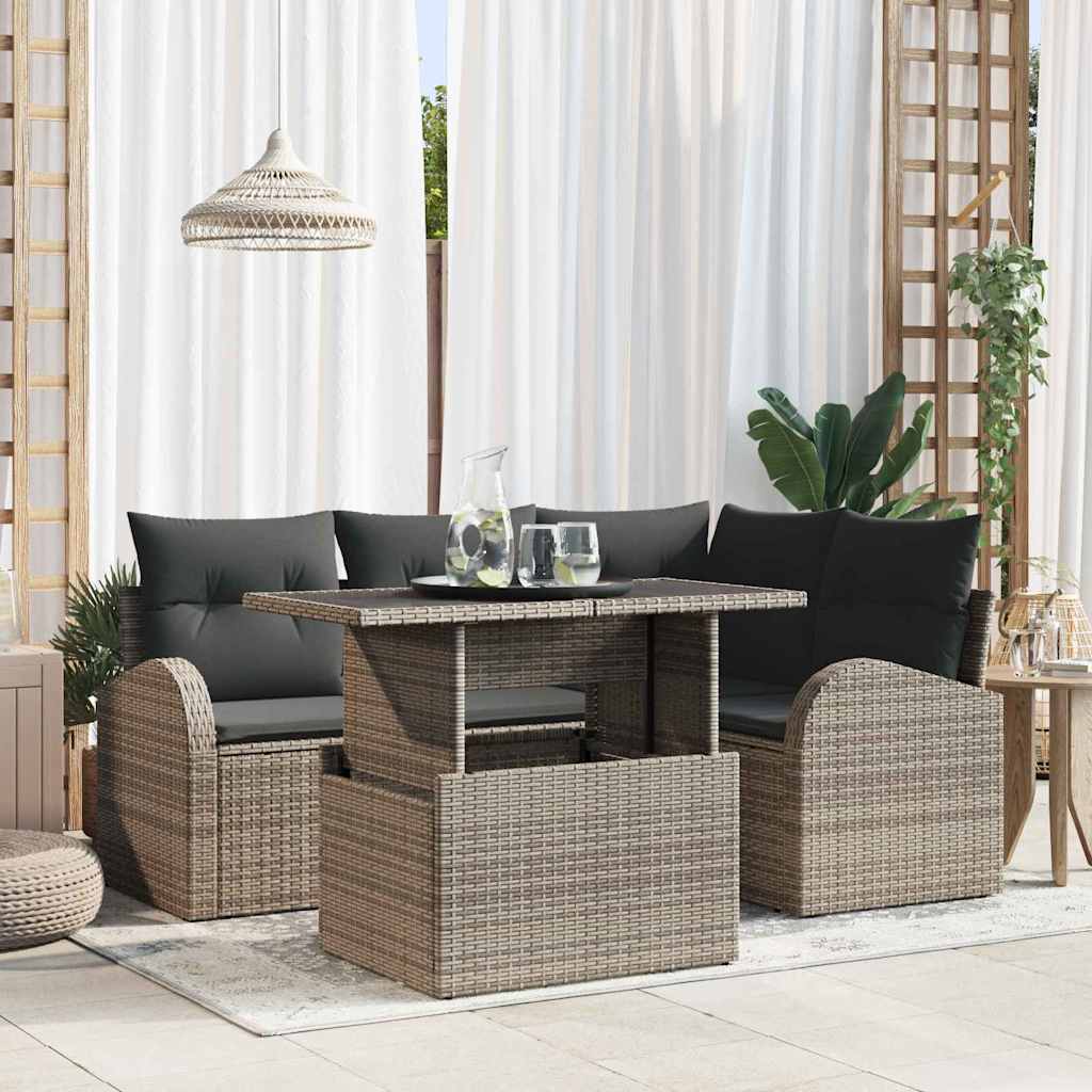 Garden Sofa Set Manual 5 pcs Grey 100 x 55 x 73 cm Poly rattan
