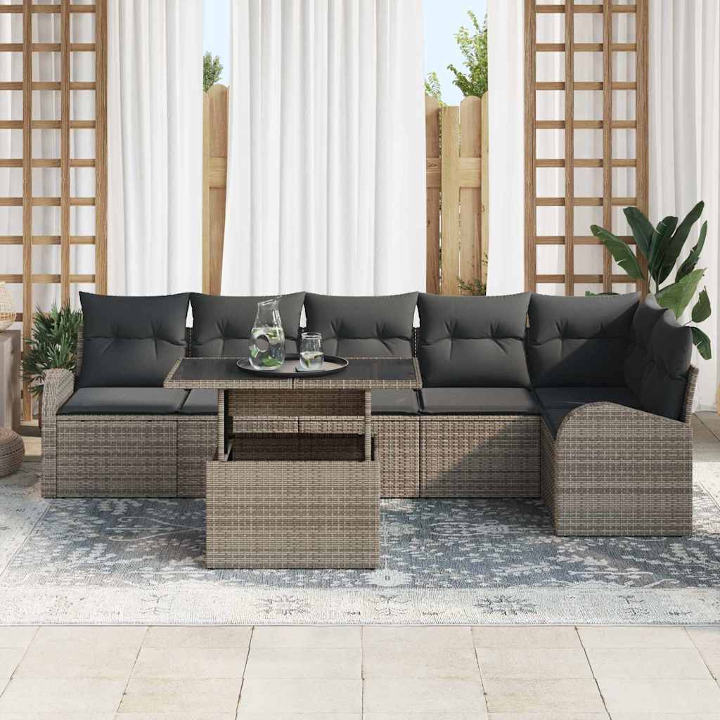Garden Sofa Set Manual 7 pcs Grey 100 x 55 x 73 cm Poly rattan