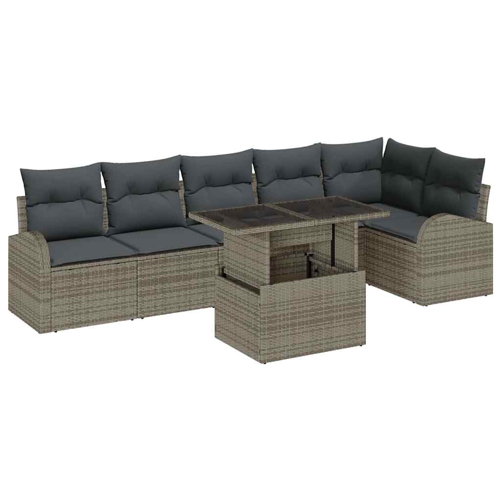 Garden Sofa Set Manual 7 pcs Grey 100 x 55 x 73 cm Poly rattan