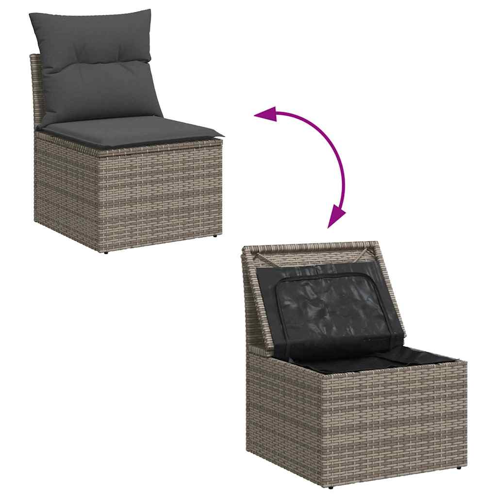 Garden Sofa Set with Storage 6 pcs Grey Poly rattan