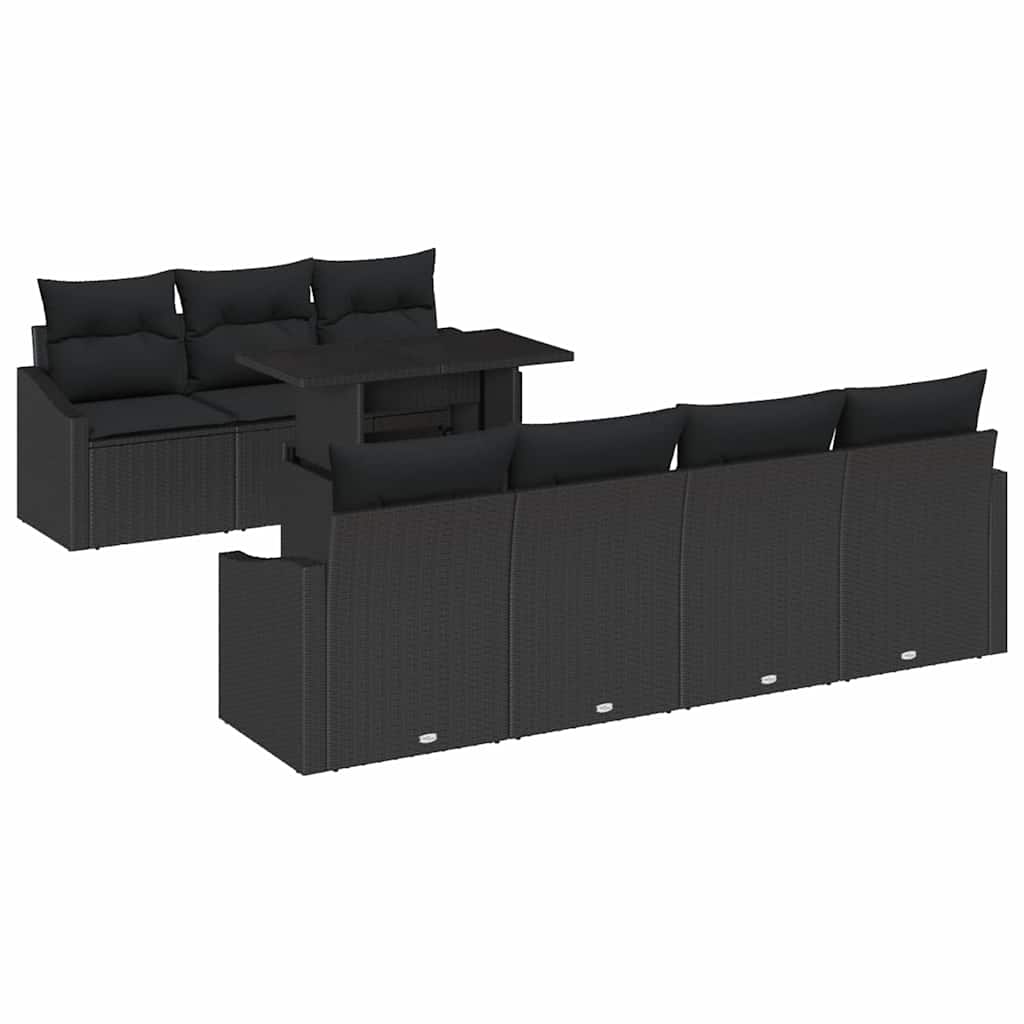 Garden Sofa Set with Storage 8 pcs Black Poly rattan