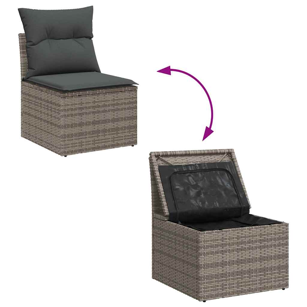 Garden Sofa Set 5 pcs Grey Poly Rattan & Powder-Coated Steel