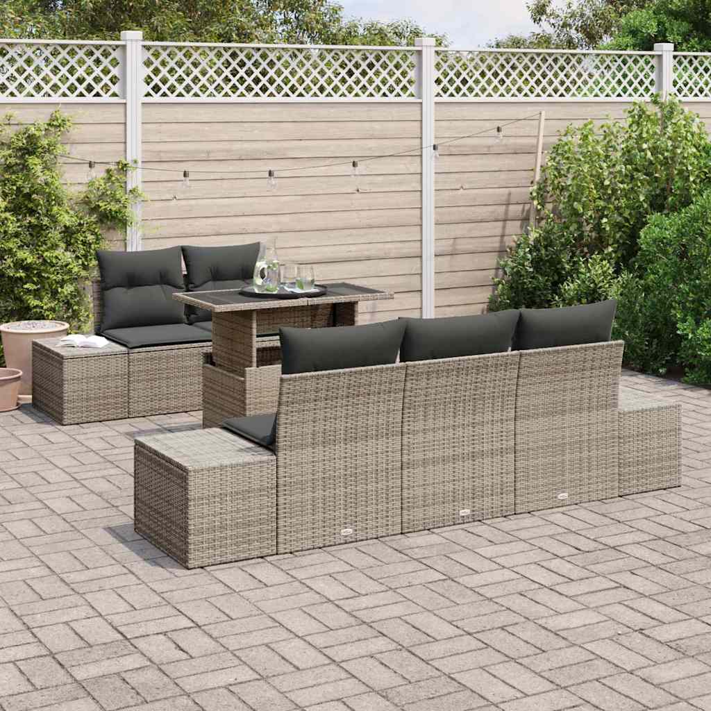 Garden Sofa Set with Cushion 6 pcs Grey 100 x 55 x 73 cm