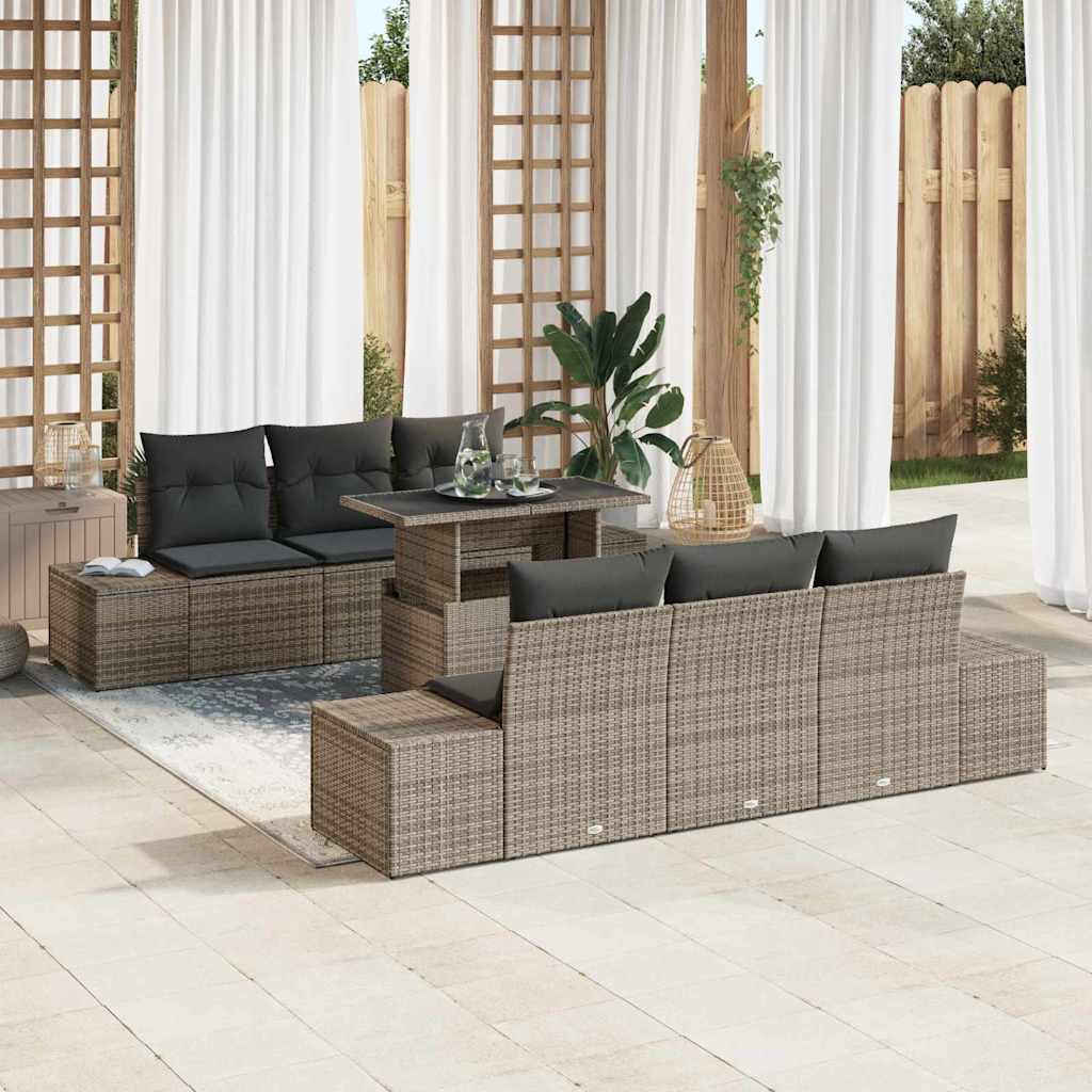 Garden Sofa Set with Cushion 7 pcs Grey 100 x 55 x 73 cm