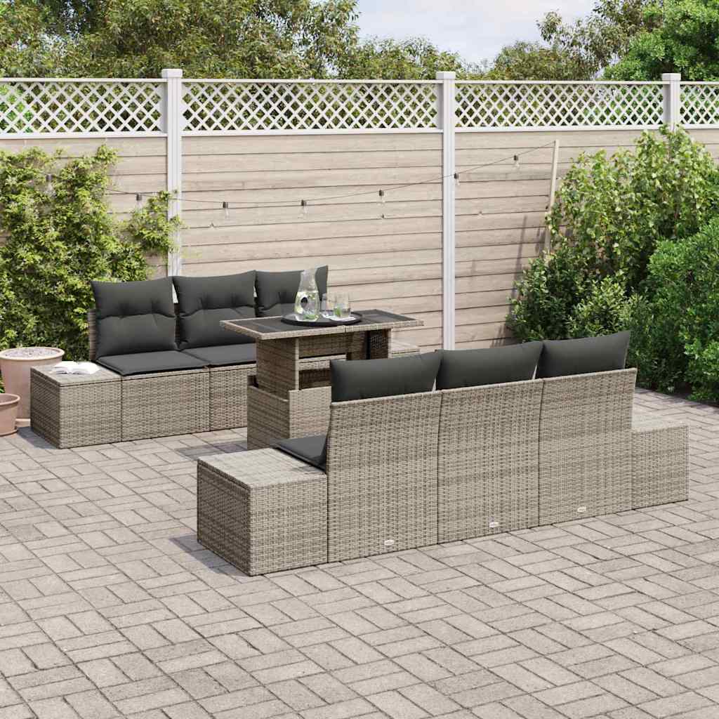 Garden Sofa Set with Cushion 7 pcs Grey 100 x 55 x 73 cm
