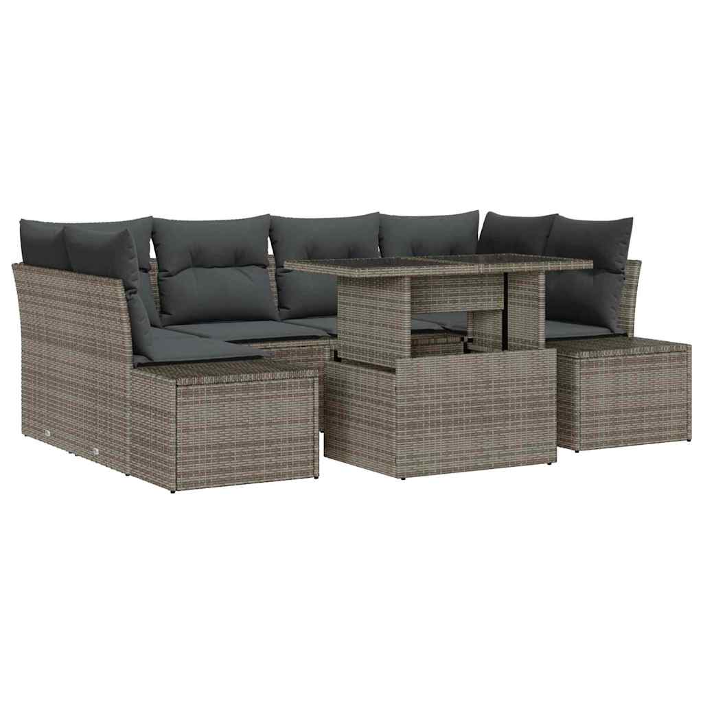 Garden Sofa Set with Cushion 7 pcs Grey 100 x 55 x 73 cm