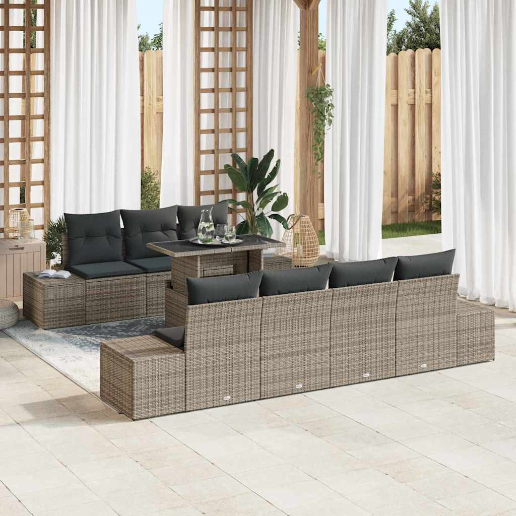 Garden Sofa Set with Cushion 8 pcs Grey 100 x 55 x 73 cm