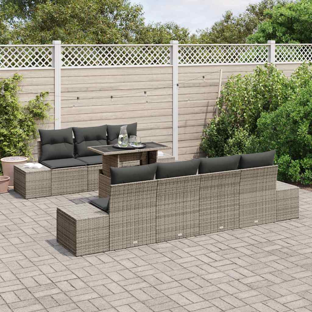 Garden Sofa Set with Cushion 8 pcs Grey 100 x 55 x 73 cm