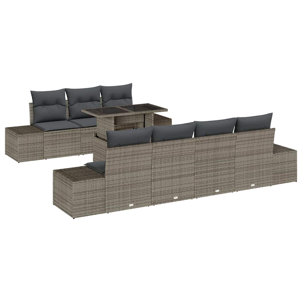 Garden Sofa Set with Cushion 8 pcs Grey 100 x 55 x 73 cm