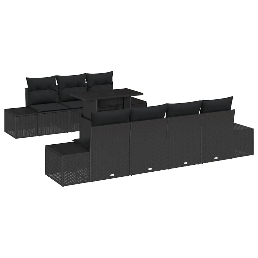 Garden Sofa Set with Cushion 8 pcs Black 100 x 55 x 73 cm