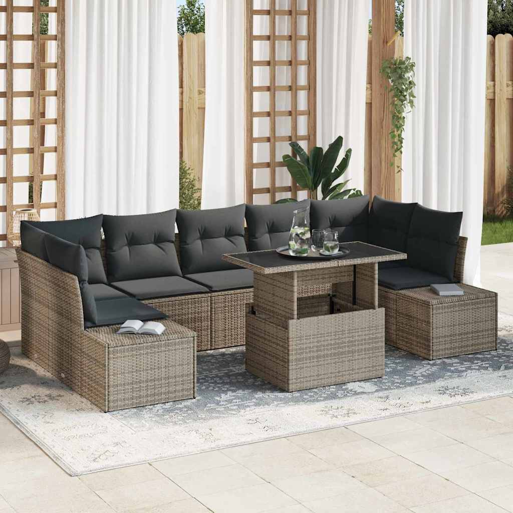 Garden Sofa Set with Cushion 8 pcs Grey 100 x 55 x 73 cm