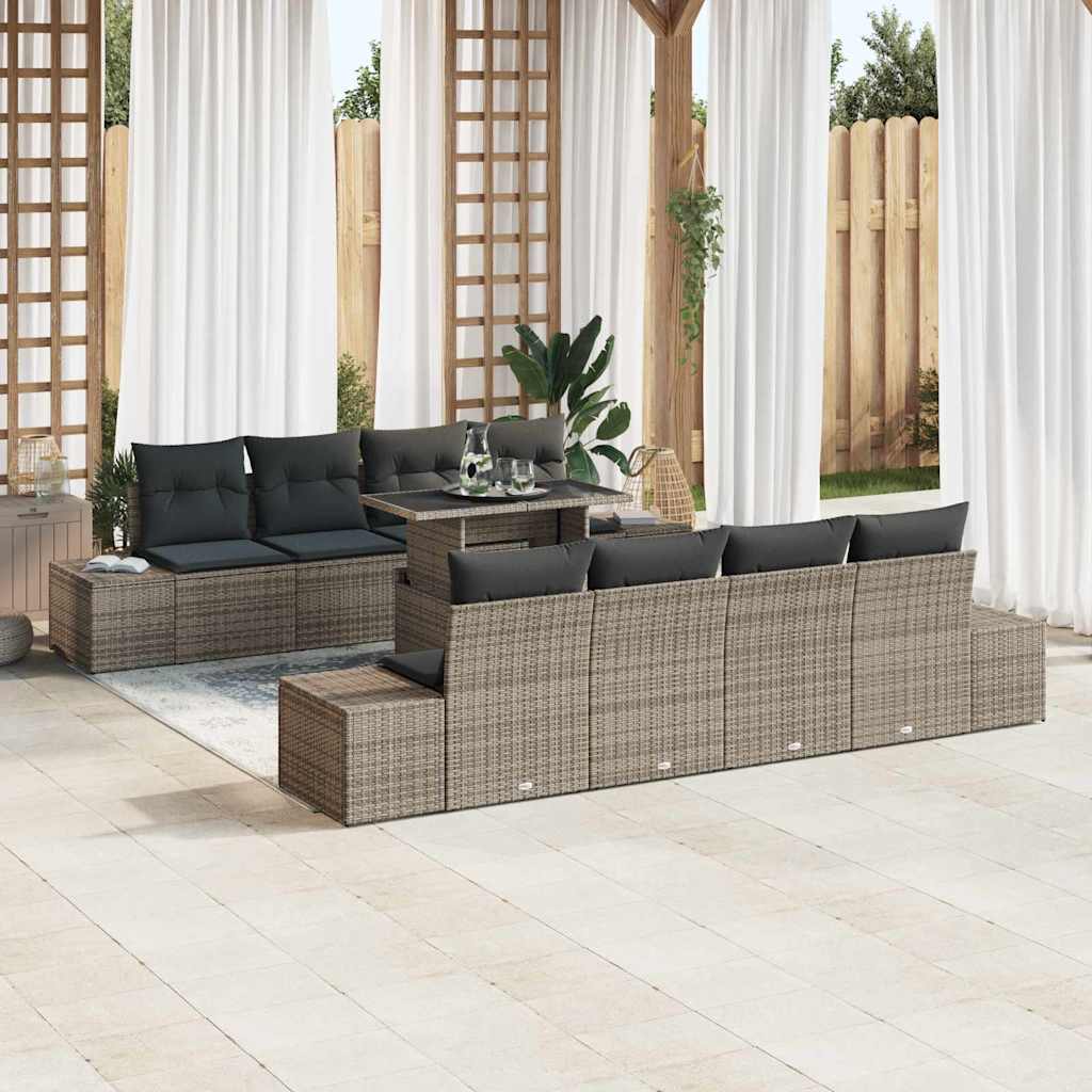 Garden Sofa Set with Cushion 7 pcs Grey 100 x 55 x 73 cm