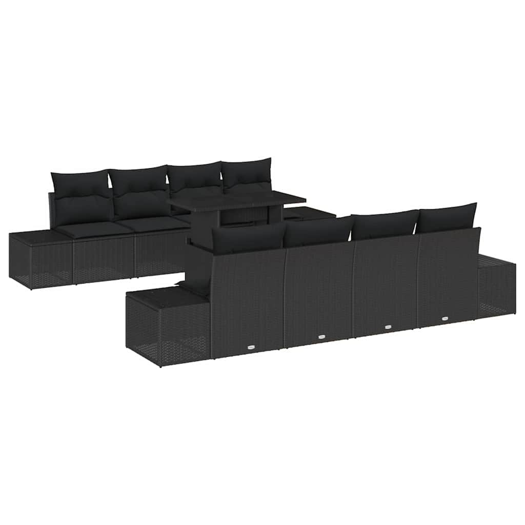 Garden Sofa Set with Cushion 7 pcs Black 100 x 55 x 73 cm