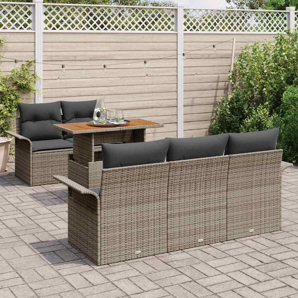 Garden Sofa Set with Storage 6 pcs Grey Poly rattan