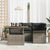 Garden Sofa Set with Storage 5 pcs Grey Poly rattan