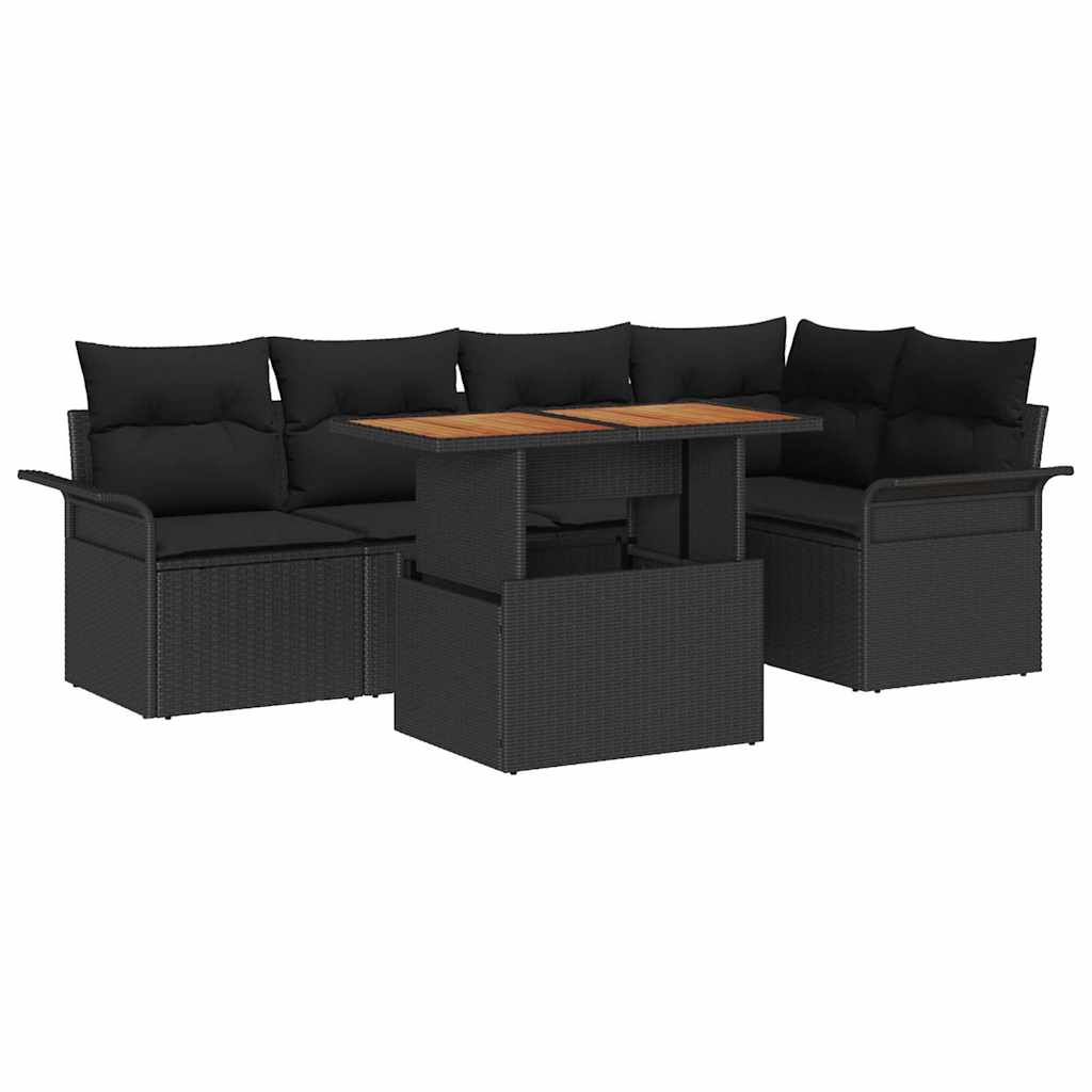 Garden Sofa Set with Storage 6 pcs Black Poly rattan