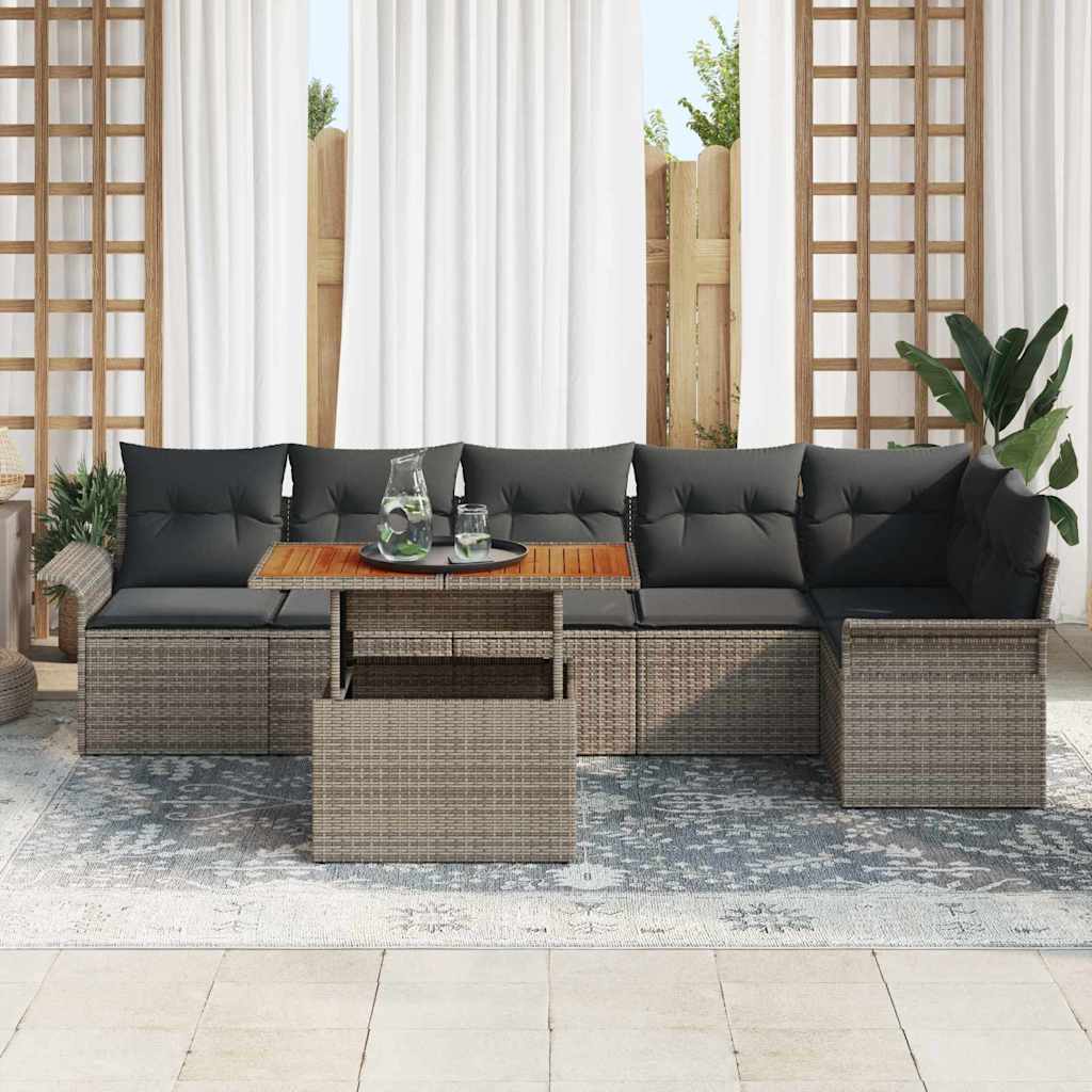 Garden Sofa Set with Storage 7 pcs Grey Poly rattan