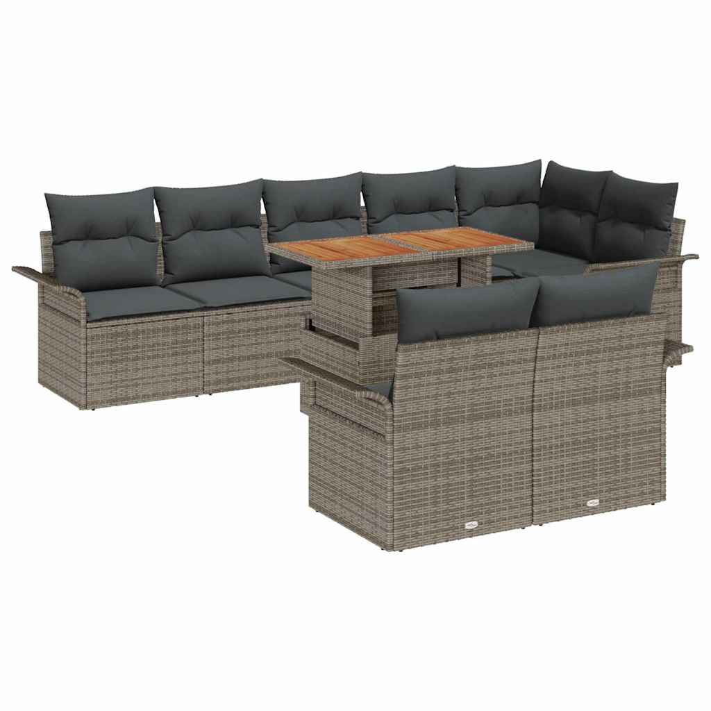Garden Sofa Set with Storage 9 pcs Grey Poly rattan