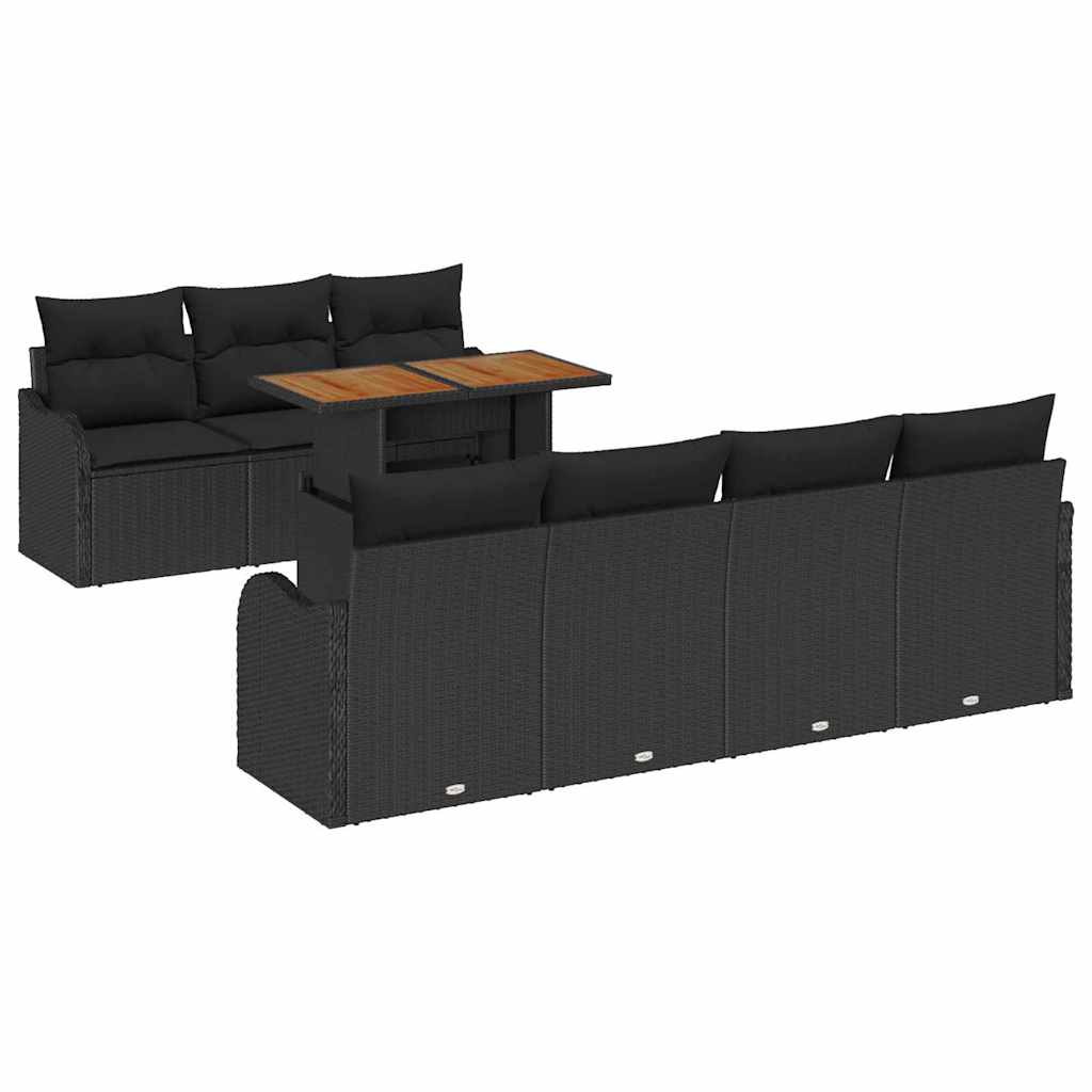 Garden Sofa Set with Storage 8 pcs Black Poly rattan