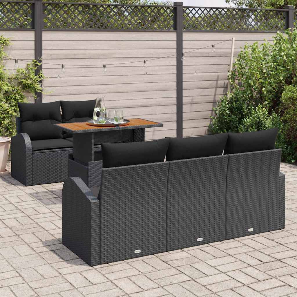 Garden Sofa Set with Storage 6 pcs Black Poly rattan