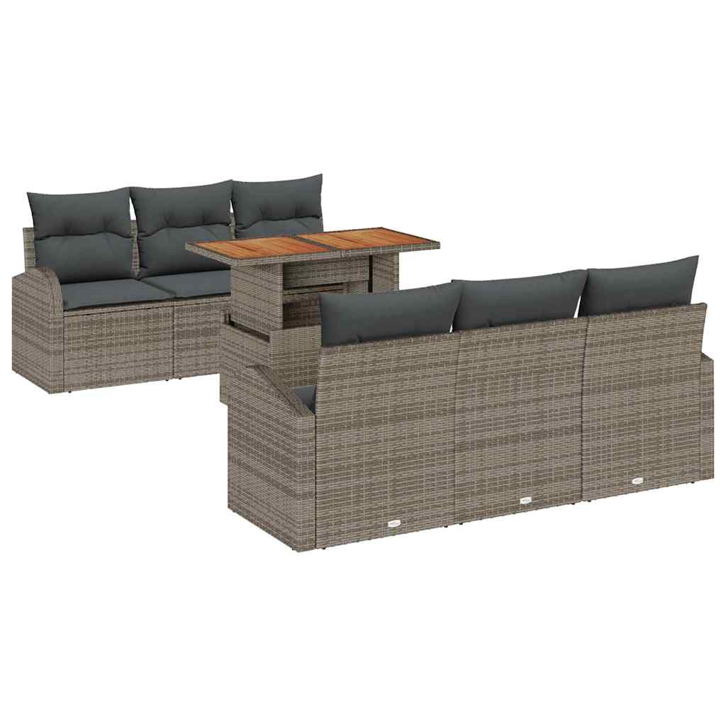 Garden Sofa Set with Storage 7 pcs Grey Poly rattan